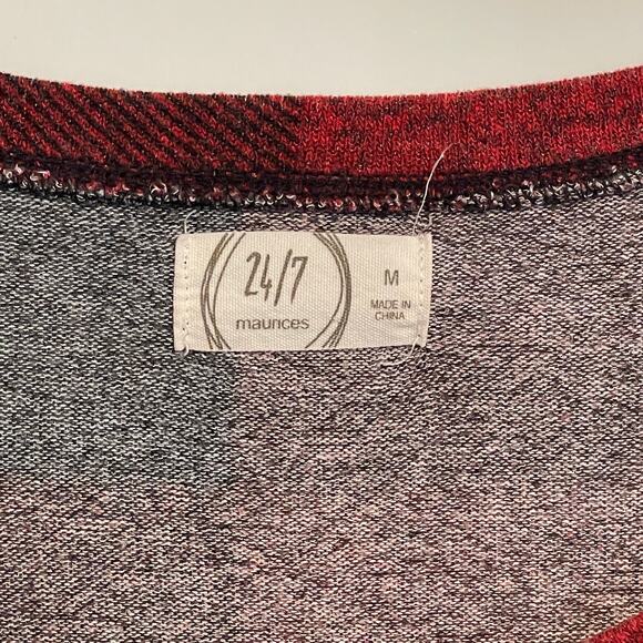 Maurices Buffalo Plaid Polka Dot Blocked Football Tee Womens Medium Holiday Top - Picture 5 of 8